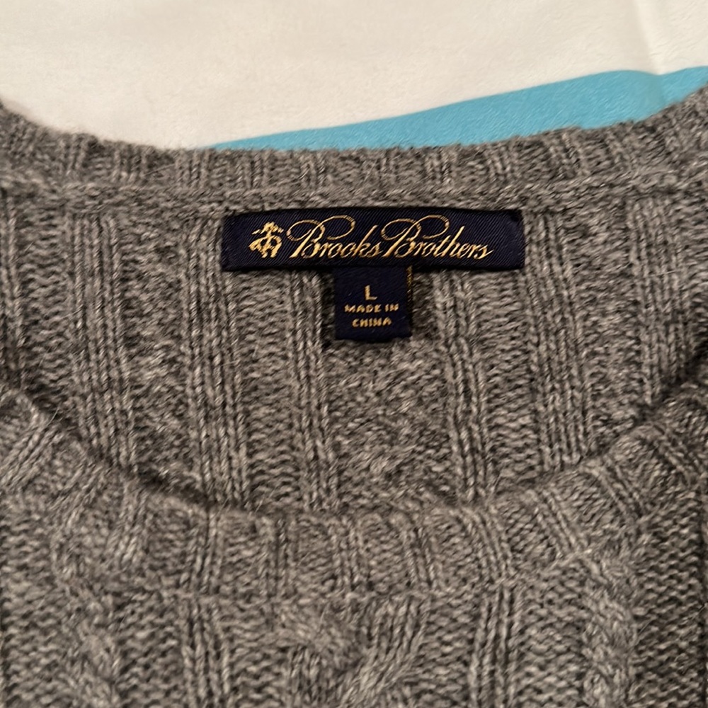 EUC Brooks Brothers women’s cable knit grey sweater dress, size L - Picture 4 of 8